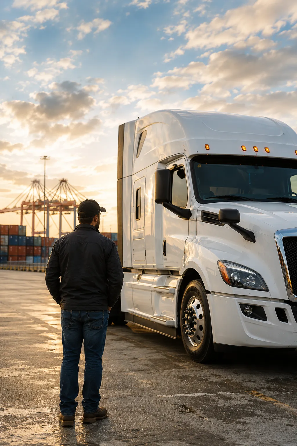 OnTrak port drayage truck ready to haul a container from a Florida terminal